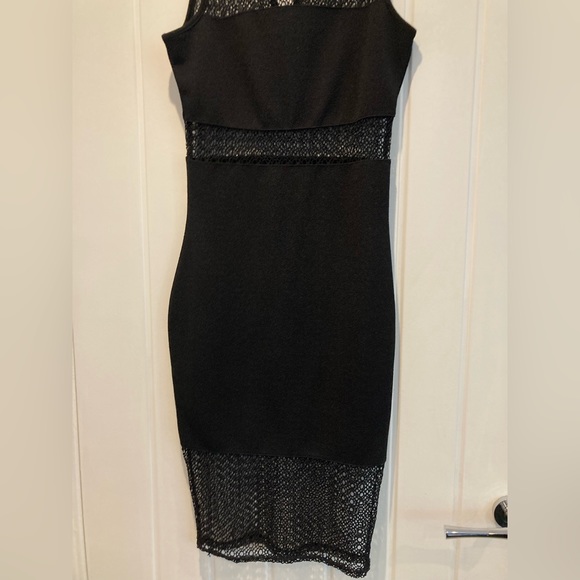 River Island black lace panel bodycon dress ladies size 8 - Picture 3 of 6